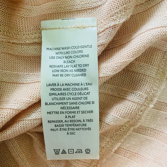 Free People We The Free Peach Krystal Ribbed Elbow Sleeve Collared Polo Shirt S - Picture 10 of 12